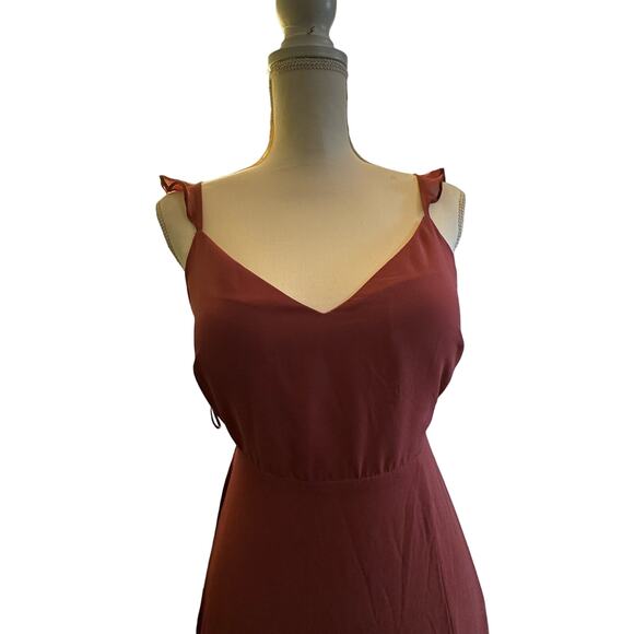 Birdy Grey Dresses & Skirts - Burgundy Flowing Formal Birdy Gray Gown with Romantic Flouncy Ruffle Sleeve Bow